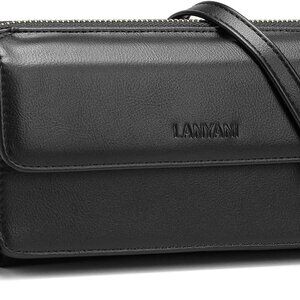 RFID Crossbody Wallet Wristlet Purse with Phone Pocket For Women Vegan Leather